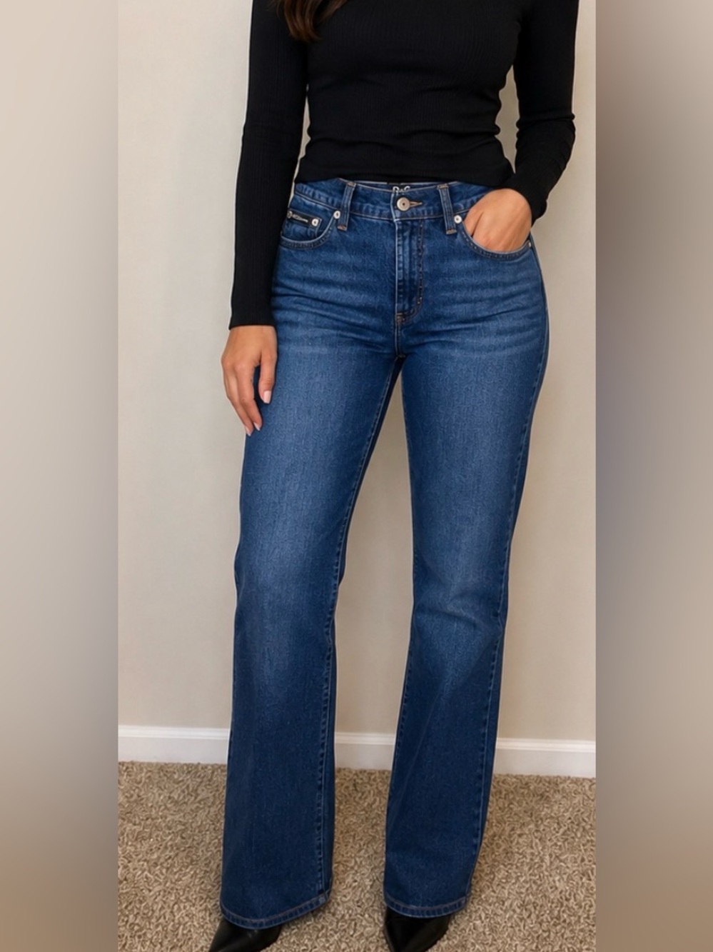 Dolce and Gabbana Authentic Vintage Women's Dark Blue Flare Jeans